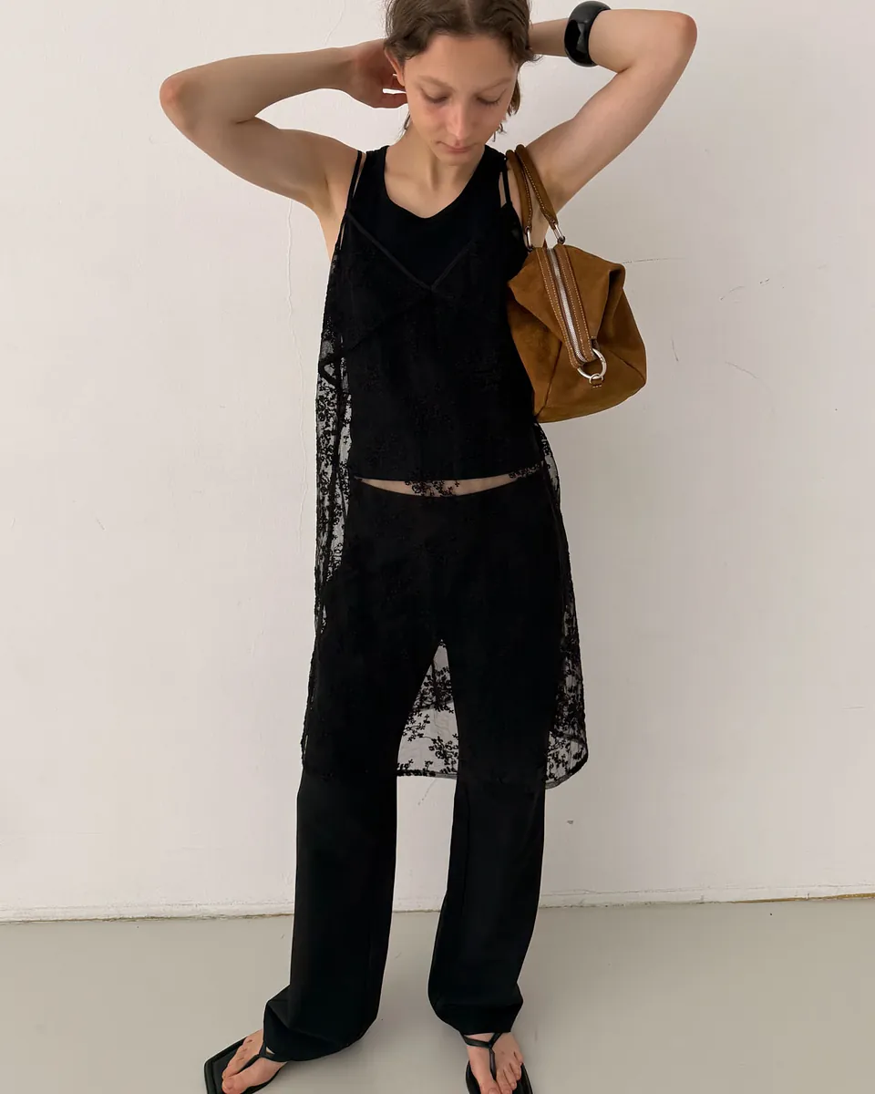 Studio Doe - Lace Embroidered Strap Long Tank Top