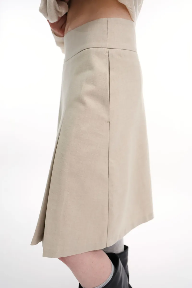 Studio Doe - Wool-Feel Wide Pleated Midi Skirt