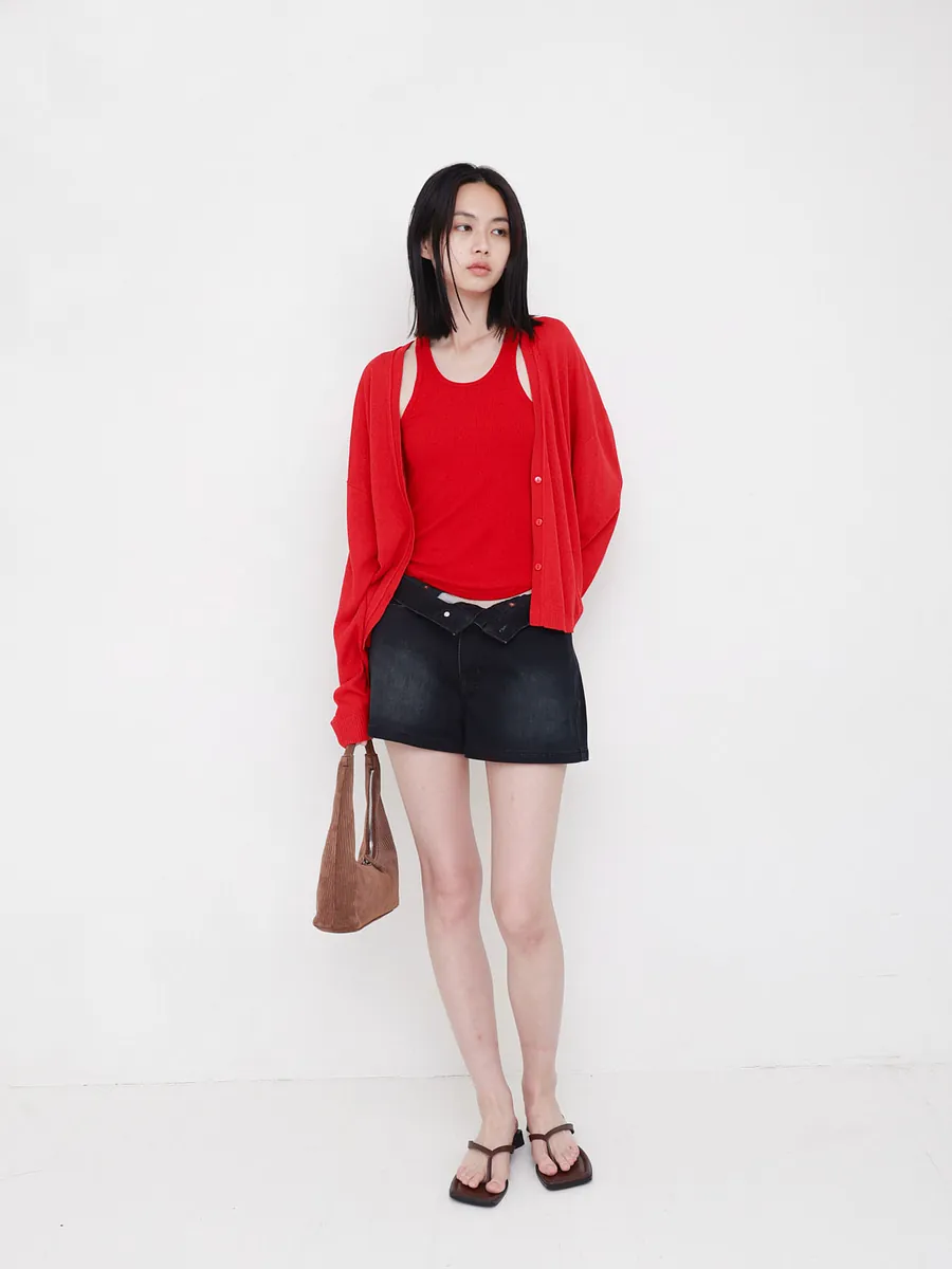 Studio Doe - Folded Waist Knit Denim Shorts