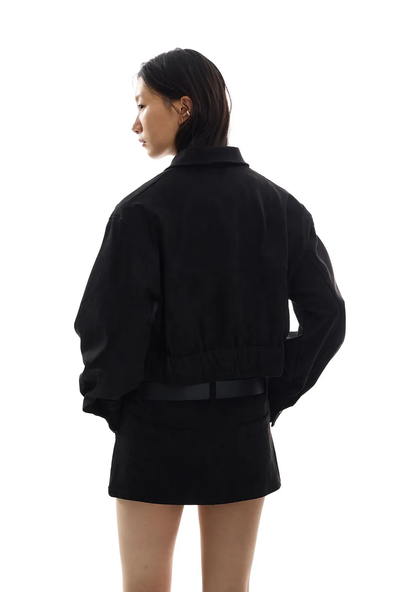 Studio Doe - Doe：Molly Faux Suede Wide Shoulder Cropped Jacket